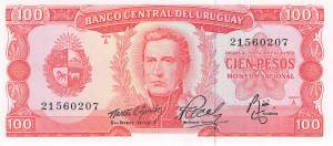 Uruguay 100 Pesos p47a-6 1967